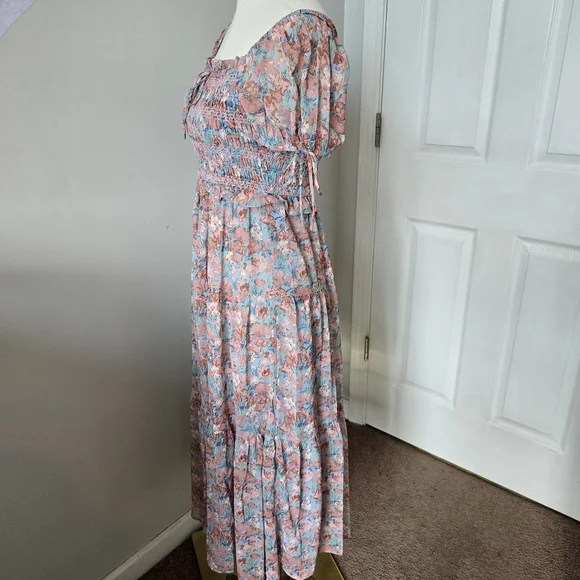 En Saison | Small | Adelina Smocked Floral Tiered Midi Dress - Picture 8 of 14